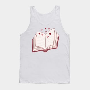 Pink romance book with hearts for romance readers Tank Top